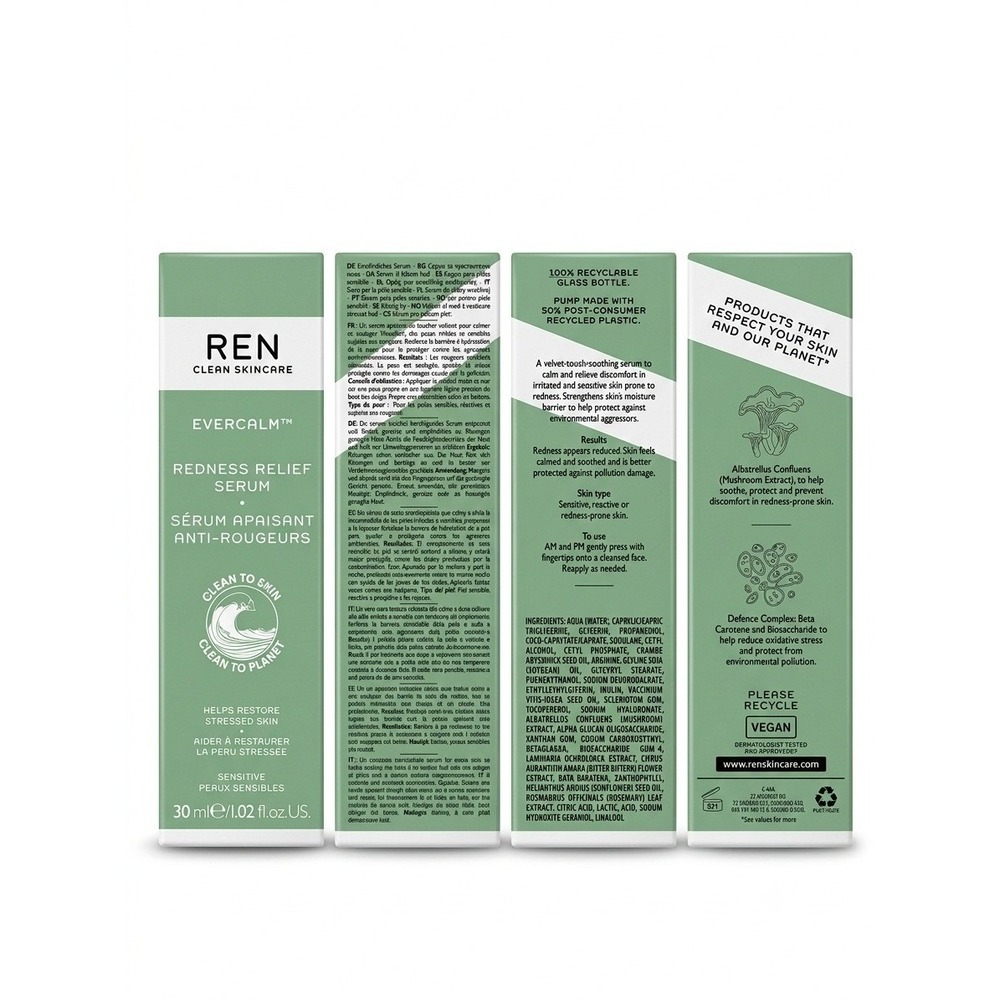 REN Clean Skincare Evercalm Redness Relief Serum 30ml 1.02oz Sensitive Skin NIB